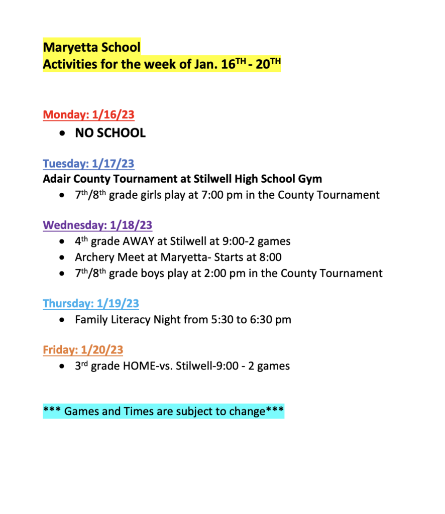 Live Feed Maryetta Public Schools